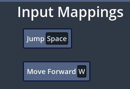 A screenshot of a blue control remapping menu